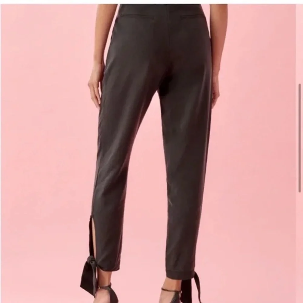 Reformation high-waist paperbag tie ankle pants in charcoal - Picture 8 of 15